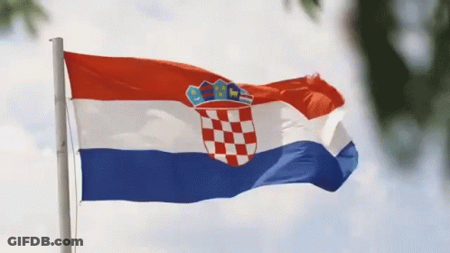 Red White And Blue Flag With Coat Of Arms GIF