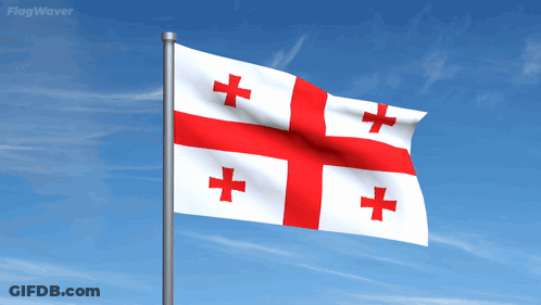 Red White And Blue Flag With Cross Flying GIF