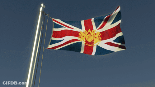Red White And Blue Flag With Gold Coat Of Arms GIF