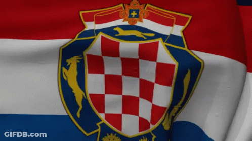 Red White And Blue Flag With Shield And Goat GIF
