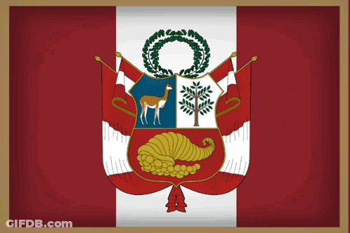 Red White And Blue Flag With Shield Deer And Tree GIF