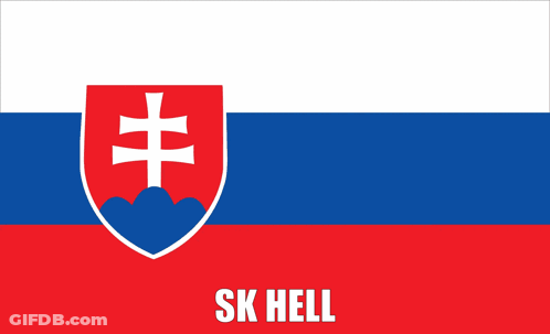 Red White And Blue Flag With Shield Saying Sk Hell GIF
