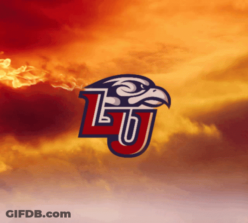 Red White And Blue LSU Logo With Fire Background GIF