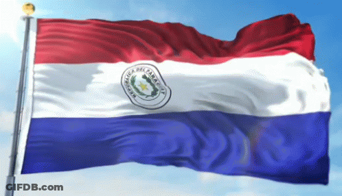 Red, White, And Blue Paraguay Flag Waving GIF