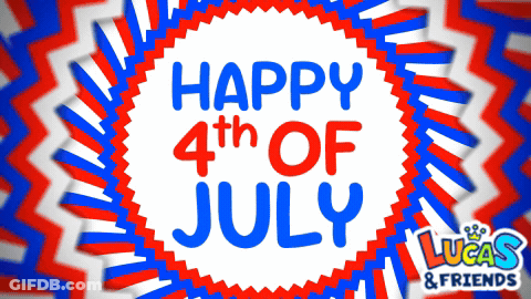 Red White And Blue Sign Saying Happy Fourth Of July GIF
