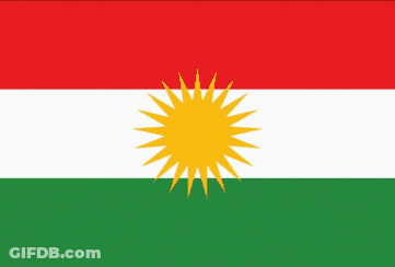Red White And Green Flag With Yellow Sun And Text Ez Kurd Im GIF