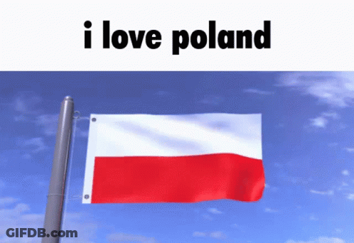Red White Blue Flag Waving Saying I Love Poland GIF