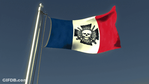 Red White Blue Flag With Skull GIF