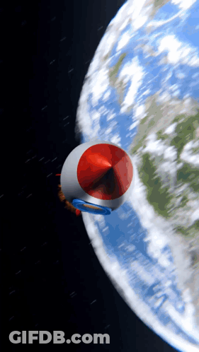 Red White Blue Object Flying In Space Near Earth GIF