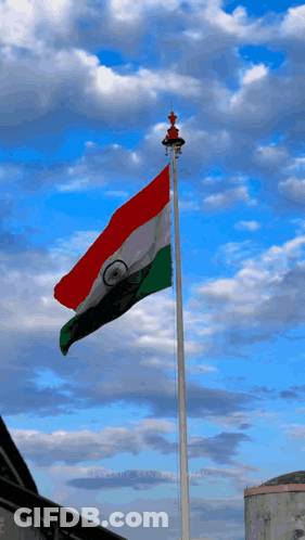 Red White Green Flag Flying In Wind GIF