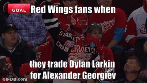 Red Wings Fans When They Trade Dylan Larkin For Alexander Georgiev GIF