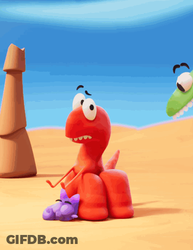 Red Worm Sitting On Purple Object GIF