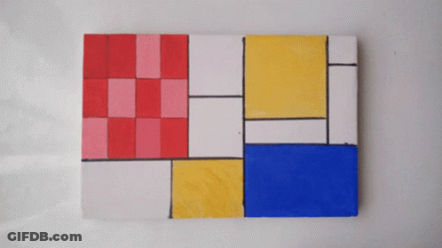 Red Yellow And Blue Squares Painting GIF