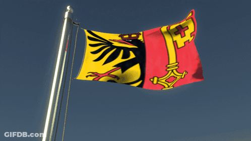 Red Yellow Black Flag With Key And Cross GIF