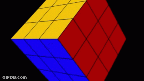 Red Yellow Blue Rubik's Cube Black Backdrop GIF