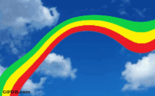 Red Yellow Green Rainbow Blue Sky Clouds GIF