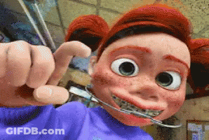 Redhead Cartoon With Braces Thumbs Up GIF
