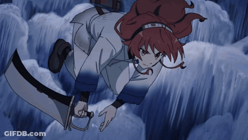 Redhead Girl Holding Sword GIF