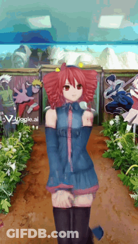 Redhead Girl In Front Of Wiggle AI Sign GIF