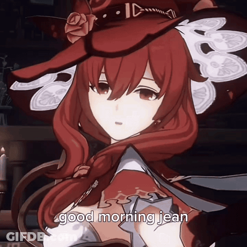 Redhead Girl In Witch Hat Saying Good Morning Jean GIF