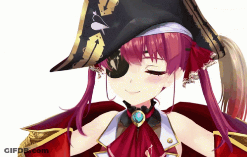 Redhead Girl Pirate Hat Eye Patch GIF