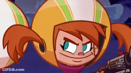 Redhead Girl With Helmet Saying E3 Live GIF