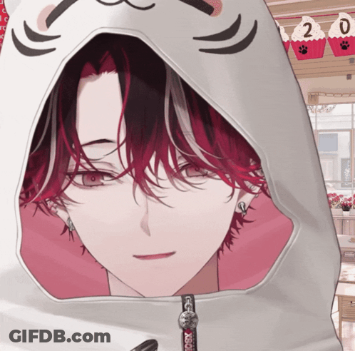 Redhead Man In White Cat Face Hoodie GIF