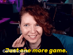 Redhead Smiling Just One More Game GIF
