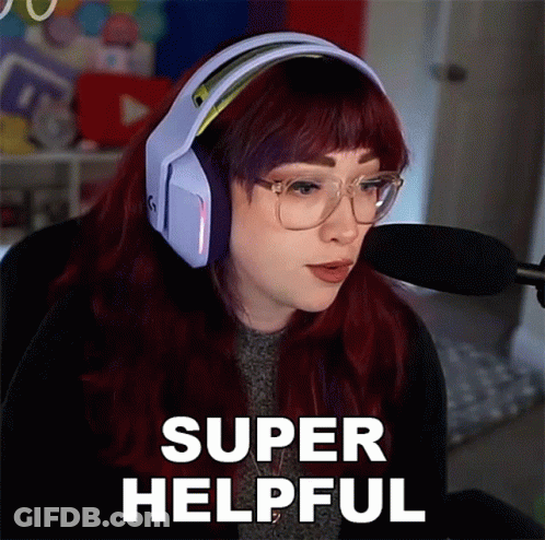 Redhead With Headphones And Glasses Says Super Helpful GIF
