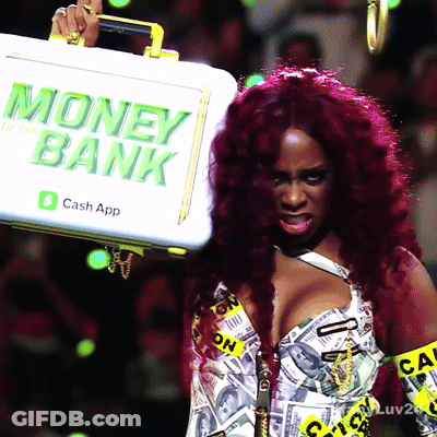 Redhead Woman Holding Money Bank Briefcase GIF