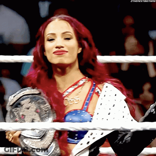 Redhead Woman Holding Wrestling Championship GIF