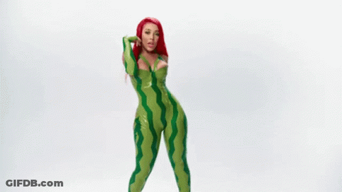 Redhead Woman In Green Watermelon Costume Dancing GIF