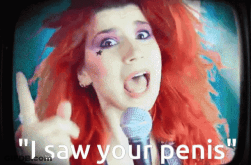 Redhead Woman Singing I Saw Your Penis GIF