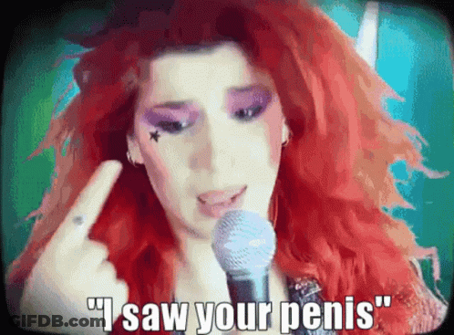 Redhead Woman Singing I Saw Your Penis GIF