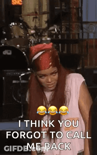 Redhead Woman With Bandana Laughing At Drum Set GIF