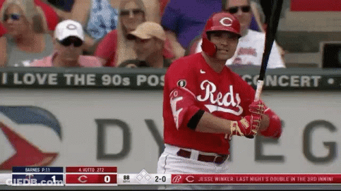 Reds Baseball Player Ready To Bat GIF