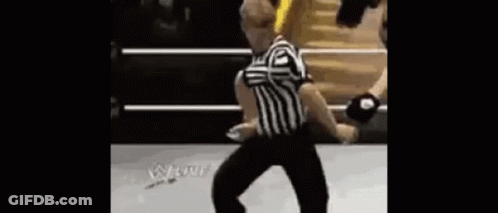 Referee Dancing In Wrestling Ring GIF