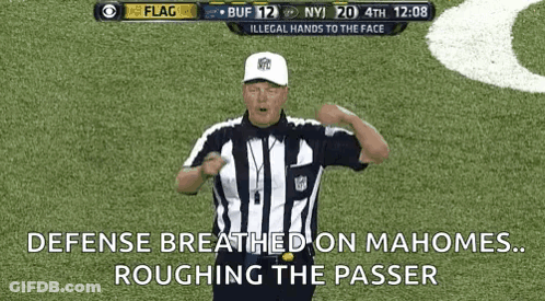 Referee Defense Breathed On Mahomes... Roughing The Passer GIF