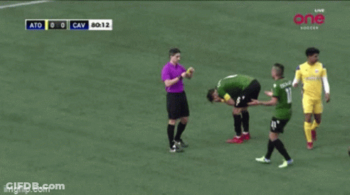 Referee Giving Yellow Card To Soccer Player GIF