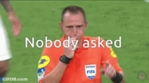 Referee Hands On Head Saying Nobody Asked GIF