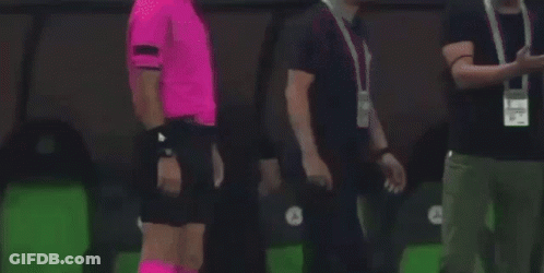 Referee In Pink Socks And Black Shoes GIF