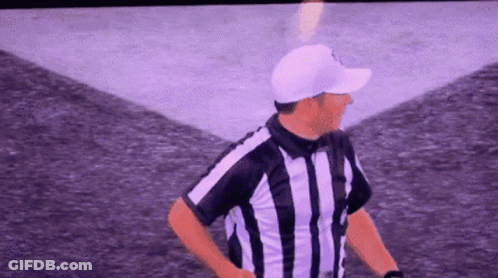 Referee In White Hat And Striped Shirt GIF