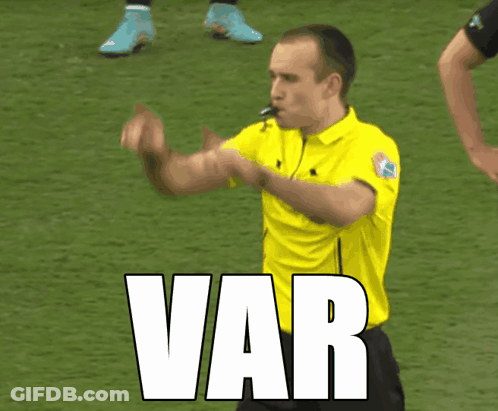 Referee In Yellow Shirt Saying VAR GIF