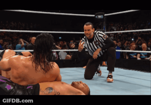 Referee Kneeling Over Wrestler GIF