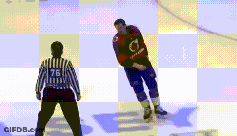 Referee Number 76 Next To Hockey Player GIF