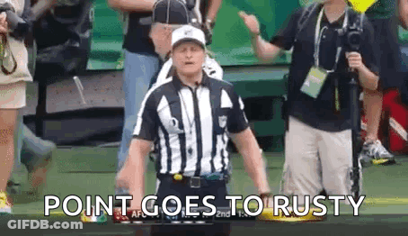 Referee On Field Saying Point Goes To Rusty GIF