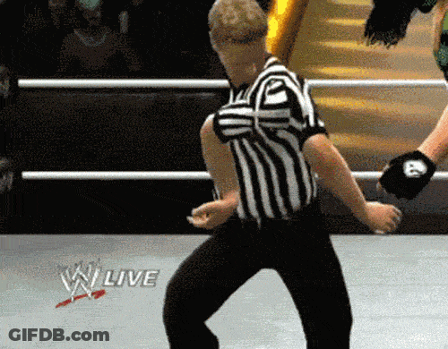 Referee Standing In Wrestling Ring GIF