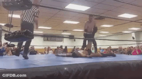 Referee Standing Over Wrestler GIF