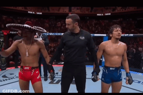 Referee Stands Between Two UFC Fighters GIF
