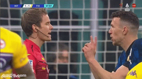 Referee Talking To Player Soccer Game GIF